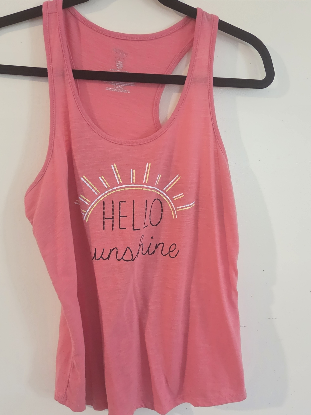 Secret Treasures Pink "Hello Sunshine" Graphic Tank Top